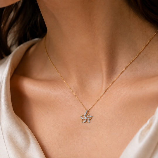 LUXURIANT SGL zertifizierter SI-GH Labor Diamant Anhänger mit 50cm Kette, 925 Silber Gelbgold Vermeil - 0,50 ct.
