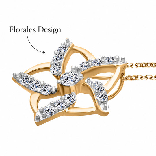 LUXURIANT SGL zertifizierter SI-GH Labor Diamant Anhänger mit 50cm Kette, 925 Silber Gelbgold Vermeil - 0,50 ct.