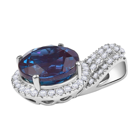AAA Lab Grown Alexandrite, Lab Grown Diamant Schmuckset 417 Gold ca. 5,35 ct.