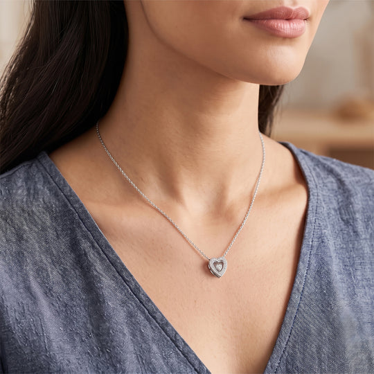 LUXURIANT SI-GH Labor Diamant Anhänger mit 45cm Kette, 925 Silber rhodiniert - 0,25 ct.