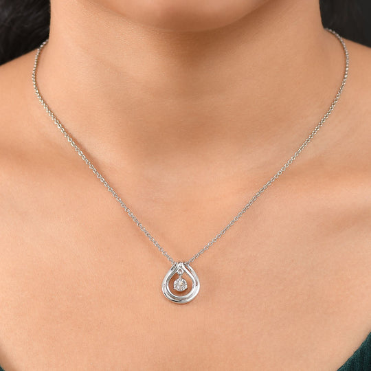 J Francis gefertigt mit SWAROVSKI Zirkonia Anhänger mit Kette ca. 50 cm, Messing und Reiner Edelstahl