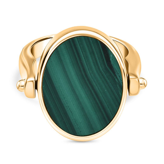 2-in-1 Blaues Türkis Ring und Anhänger im Wende-Design, Messing goldfarben, mit Edelstahlkette, (Größe 19.00), ca. 23.07 ct