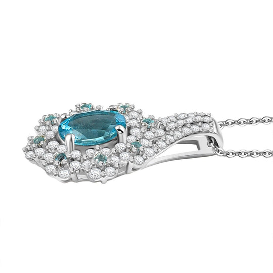 D'joy AAA Betroka Blauer Apatit Anhänger mit Kette (ca. 50 cm), 925 Silber rhodiniert ca. 1,99 ct.