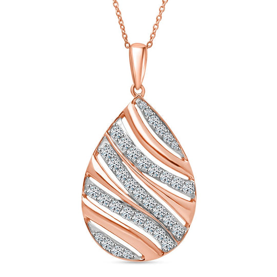LUXURIANT DIAMOND - Lab Grown Diamant SI-GH Anhänger mit Kette ca. 50 cm, 925 Silber 750 Roségold Vermeil ca. 1.00 ct