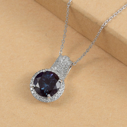 AAA Lab Grown Alexandrite, Lab Grown Diamant Schmuckset 417 Gold, 417 Gold Weißgold Vergoldet ca. 5.35 ct