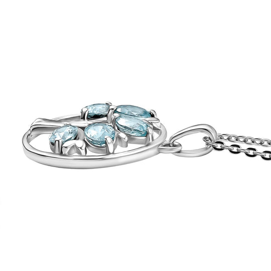 D'Joy AA Blauer Zirkon Anhänger mit Kette, ca. 50 cm 925 Silber rhodiniert ca. 1.29 ct