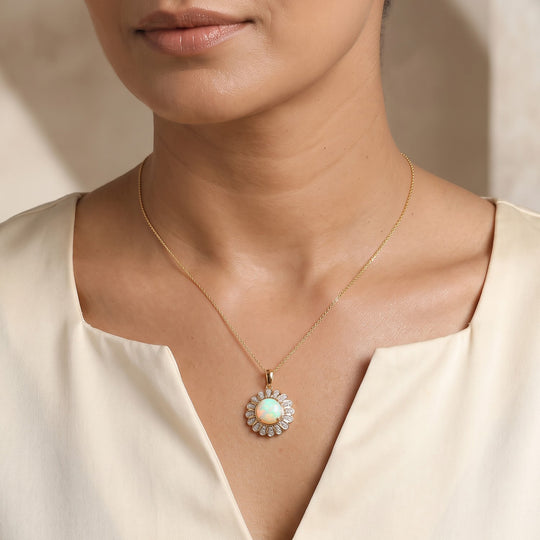D'Joy AA Natürlicher, äthiopischer Welo Opal, Moissanit Schmuckset ca. 50 cm 925 Silber 750 Gelbgold Vermeil ca. 3.15 ct