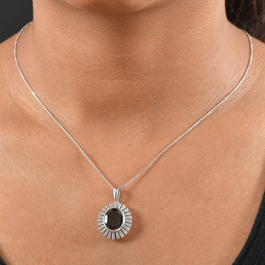 D'Joy Elite Shungit, Weißer Zirkon Schmuckset ca. 50 cm 925 Silber rhodiniert ca. 4,58 ct.