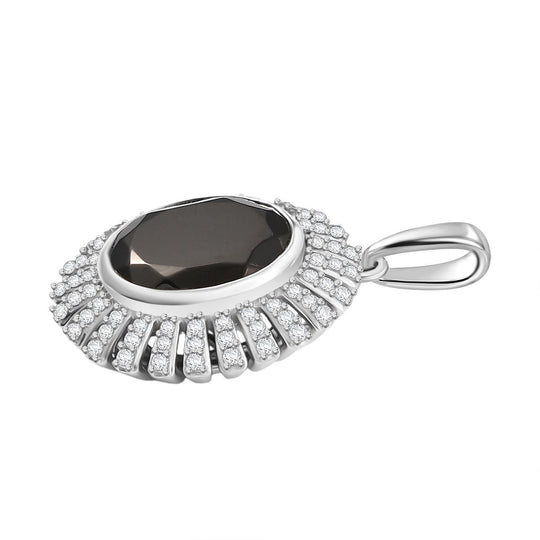 D'Joy Elite Shungit, Weißer Zirkon Schmuckset ca. 50 cm 925 Silber rhodiniert ca. 4,58 ct.
