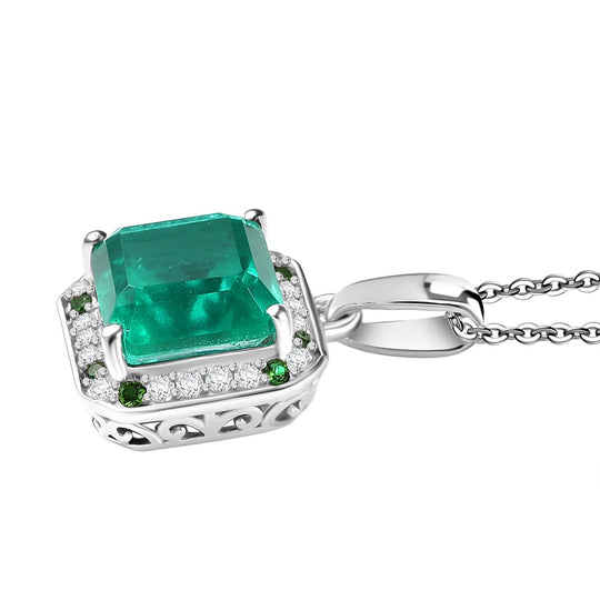 D'Joy AAA Smaragd-Quarz Triplette, Weißer Zirkon Schmuckset ca. 45 cm 925 Silber rhodiniert ca. 5.64 ct