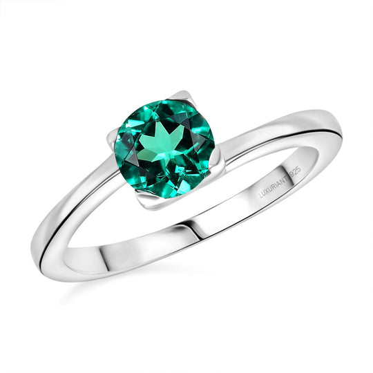 2er Set - D'Joy AAA Lab Grown Kolumbianischer Smaragd Ring und Anhänger, 925 Silber rhodiniert (Größe 20.00) ca. 1.76 ct