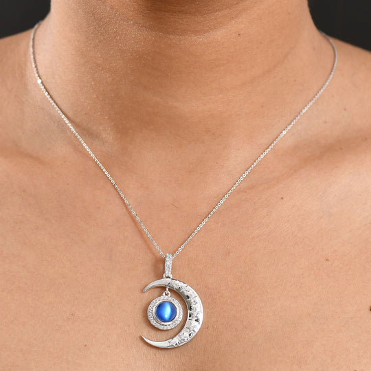 D'Joy Aurora Mondstein, Weißer Zirkon Schmuckset ca. 50 cm 925 Silber rhodiniert ca. 2.86 ct