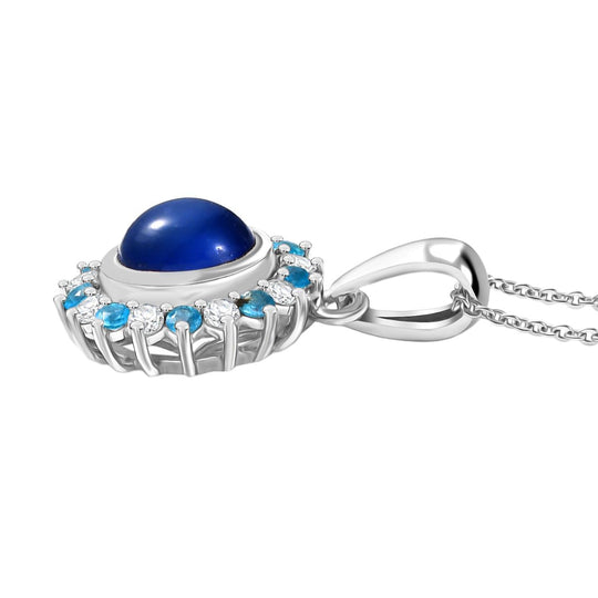 D'Joy Aurora Mondstein, Weißer Zirkon Anhänger mit Kette, ca. 50 cm 925 Silber rhodiniert ca. 2.92 ct