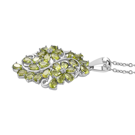 Natürlicher Peridot Anhänger mit Kette, ca. 50 cm 316L Edelstahl ca. 6.18 ct
