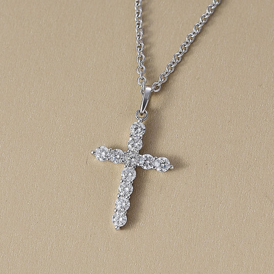 LUXORO Lab Grown Diamant SI-GH, 417 Weißgold Anhänger mit 50cm Edelstahl-Kette - 0.50 ct