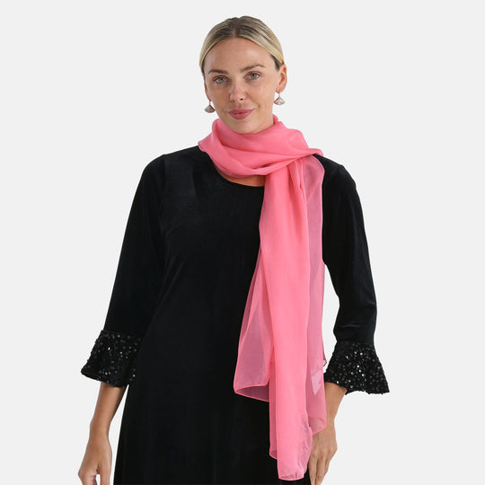 LA MAREY Signature - Seidenschal aus 100% Maulbeerseide mit Seidenbrokat-Ohrringen, 110x180 cm, Rosa