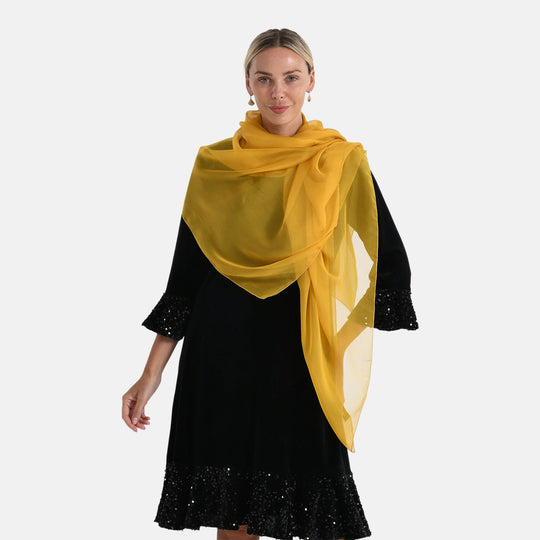 LA MAREY Signature Set mit Seidenschal und Seidentropfen-Ohrringen, 100% Maulbeerseide, 65 x 170 cm, Orange