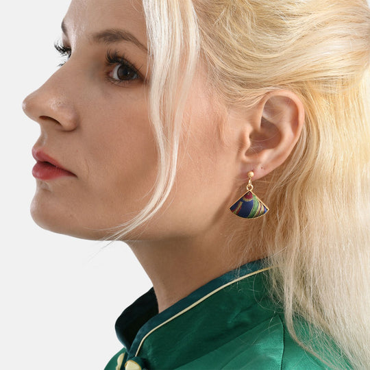 LA MAREY Signature - Song Brokat Seiden-Haarnadel und Ohrringe, Grün, Geschenkbox