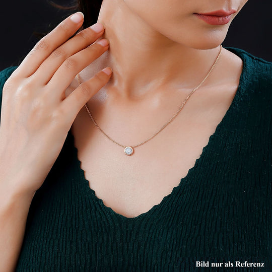 LUXURIANT VS-EF Labor Diamant Anhänger mit 45+5cm Kette, 925 Silber platiniert- 0,25 ct.