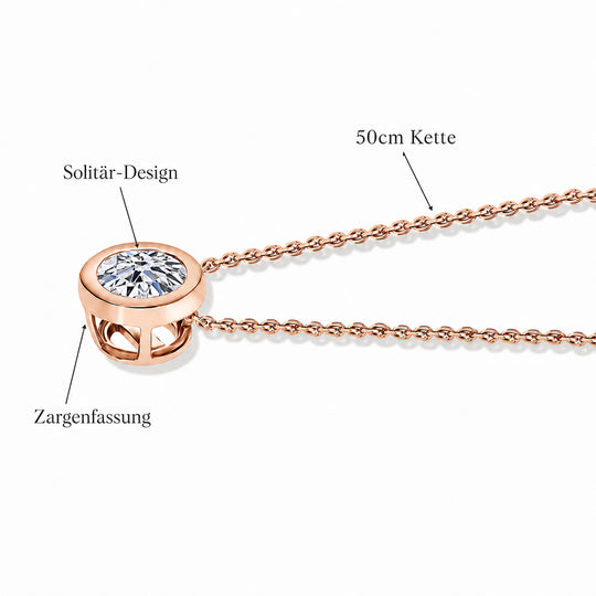 LUXURIANT VS-EF Labor Diamant Anhänger mit 45+5cm Kette, 925 Silber Gelbgold Vermeil - 0,25 ct.