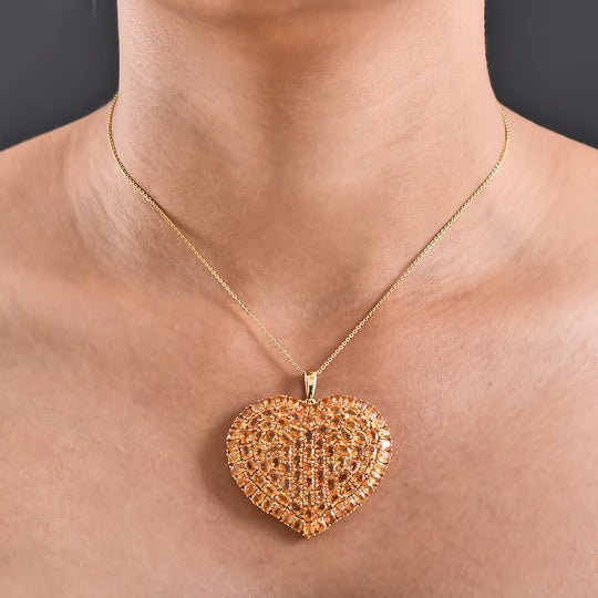 D'Joy Gelber Saphir Schmuckset ca. 50 cm 925 Silber 750 Gelbgold vermeil ca. 23,87 ct.
