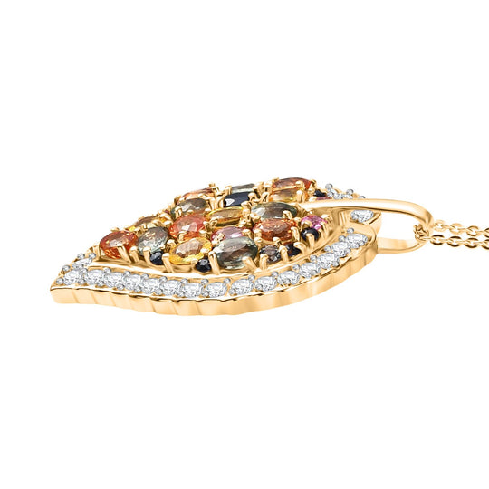 D'Joy Mehrfarbig Saphir, Blauer Saphir Schmuckset ca. 50 cm 925 Silber 750 Gelbgold Vermeil ca. 5.84 ct