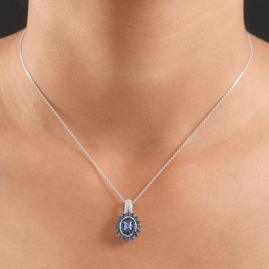 D'Joy AA Ceylon-Saphir Schmuckset ca. 50 cm 925 Silber rhodiniert ca. 1.13 ct