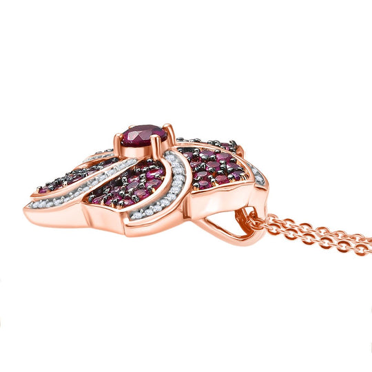 D'Joy Rhodolith Granat Schmuckset ca. 50 cm 925 Silber 750 Roségold Vermeil ca. 1,75ct.