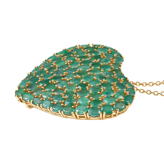 D'Joy Socoto Smaragd Anhänger mit Kette, ca. 45 cm 925 Silber 750 Gelbgold Vermeil ca. 14.00 ct