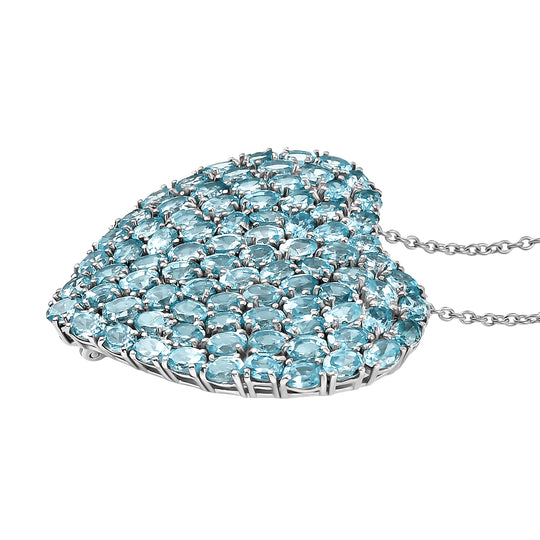 D'Joy Blauer Zirkon Anhänger mit Kette, ca. 45 cm + 5 cm Extender, 925 Silber rhodiniert ca. 21.37 ct