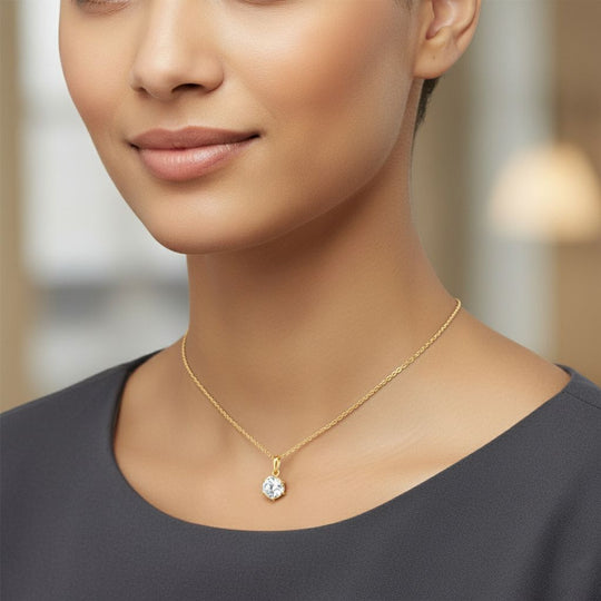 D'Joy 161 Facettiert Moissanit Schmuckset ca. 50 cm 925 Silber 750 Gelbgold Vermeil ca. 1.38 ct