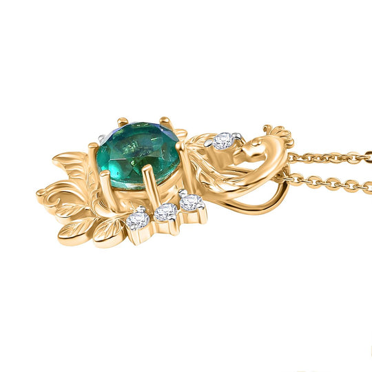 D'Joy Pfau Quarz Triplette, Weißer Zirkon Schmuckset ca. 50 cm 925 Silber 750 Gelb Vergoldet ca. 1.79 ct