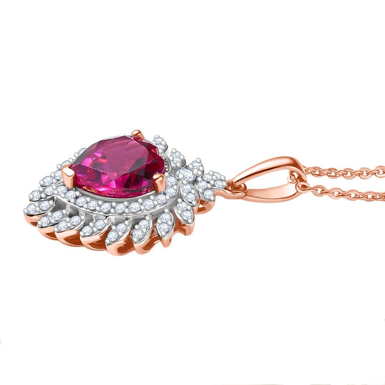 Luxuriant - AAA Lab Grown Rosa Saphir, Weißer Zirkon Anhänger mit Kette, ca. 50 cm 925 Silber 750 Roségold Vermeil ca. 3.25 ct