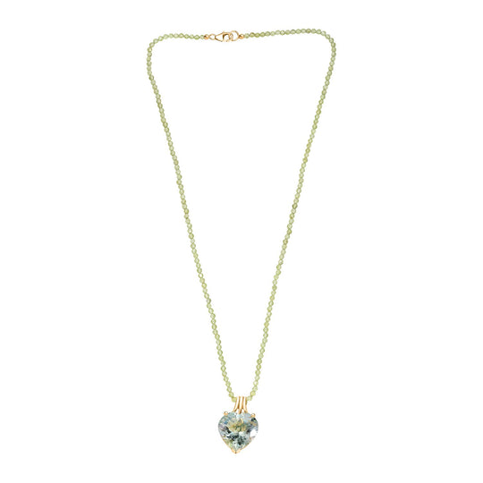 D'Joy AA Prasiolith, Natürlicher Peridot Anhänger mit Kette, ca. 50 cm 925 Silber 750 Gelbgold Vermeil ca. 59.59 ct