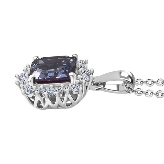 LUXURIANT - AAA Lab Grown Alexandrit, Lab Grown Diamant Schmuckset ca. 50 cm 925 Silber rhodiniert ca. 2.42 ct