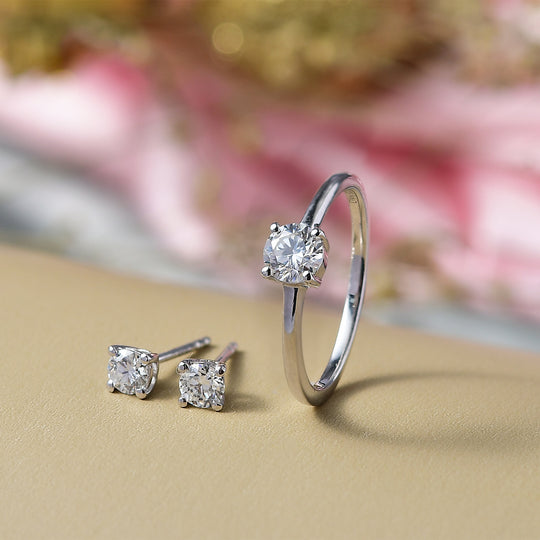 D'Joy Moissanit Schmuckset 925 Silber platiniert (Größe 16) ca. 1,34 ct.