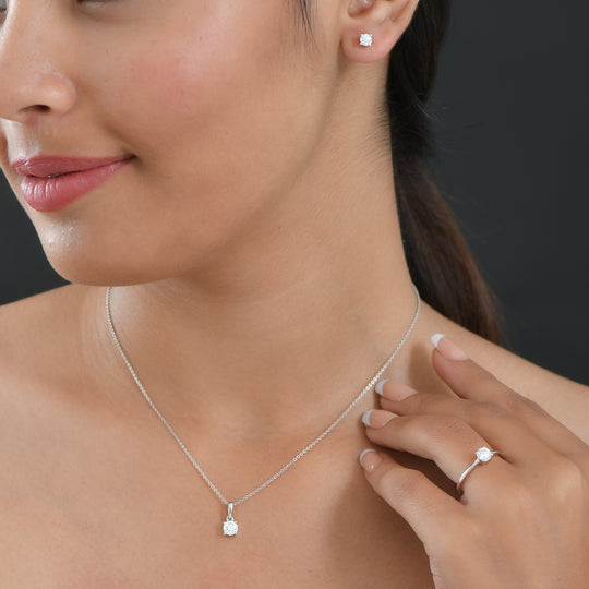 D'Joy Moissanit Schmuckset 925 Silber platiniert (Größe 16) ca. 1,34 ct.