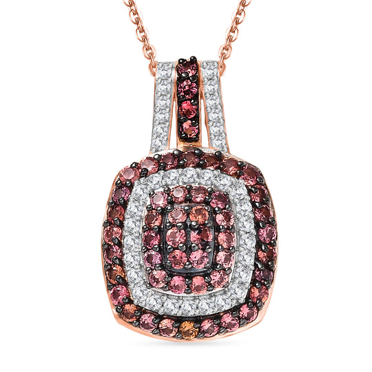 D'Joy AA Padparadscha Saphir, Weißer Zirkon Anhänger mit Kette, ca. 50 cm 925 Silber 750 Roségold Vermeil ca. 1.42 ct