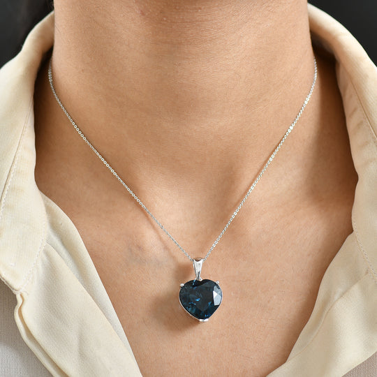 D'Joy AA London Blau Topas Schmuckset ca. 50 cm 925 Silber rhodiniert ca. 17,98 ct.