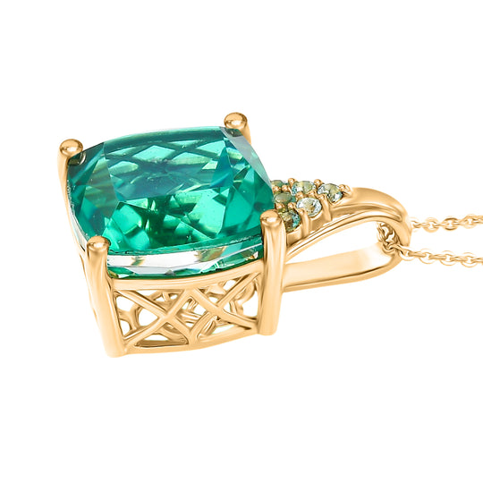 D'Joy Pfau Quarz Triplette, Blauer Apatit Schmuckset ca. 50 cm 925 Silber 750 Gelbgold Vermeil ca. 13.19 ct