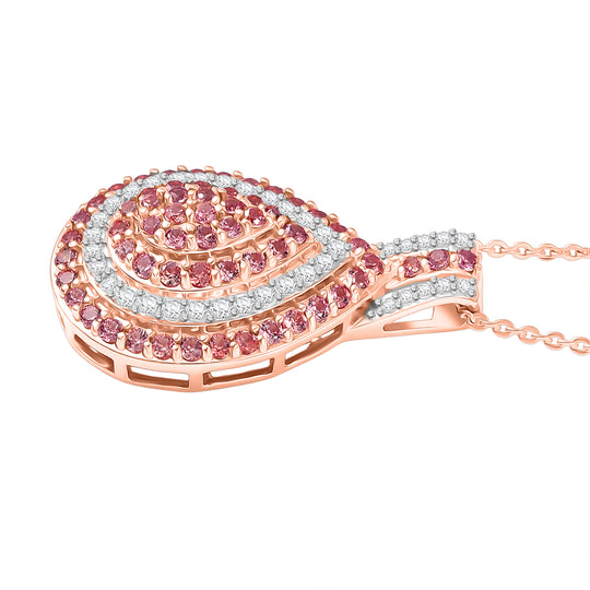 D'Joy AAA Padparadscha Saphir Schmuckset ca. 50 cm 925 Silber 750 Roségold Vermeil ca. 1.58 ct