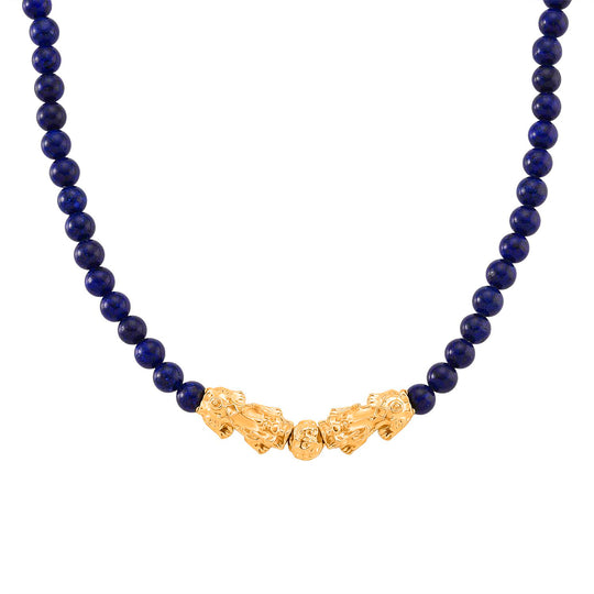 2er Set - Lapislazuli Halskette und Armband Legierung gelb vergoldet ca. 430.00 ct