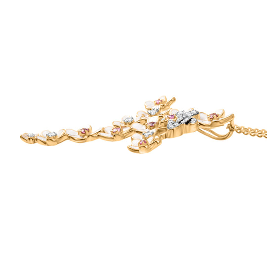 GP - Rosa Saphir Schmuckset ca. 50 cm 925 Silber 750 Gelbgold Vermeil ca. 0,56 ct.