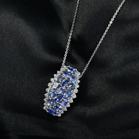 D'Joy Tansanit Schmuckset ca. 50 cm 925 Silber rhodiniert ca. 2,94 ct.