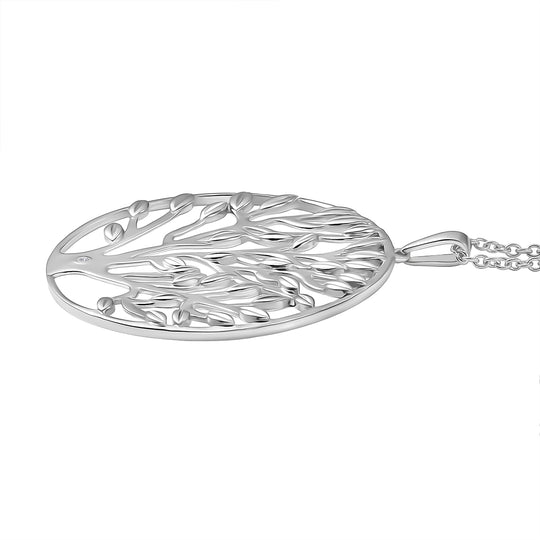 EVER TRUE Weißer Diamant Anhänger mit Kette ca. 50 cm, Nickelfreies Messing Silberfarben