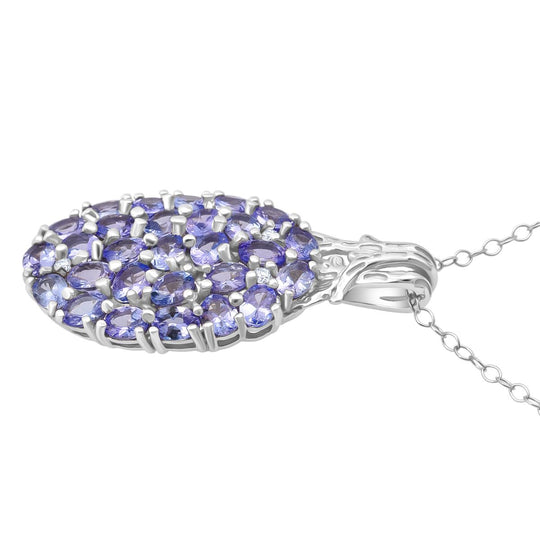D'Joy Tansanit, Weißer Zirkon Schmuckset ca. 50 cm 925 Silber rhodiniert ca. 4,70 ct.