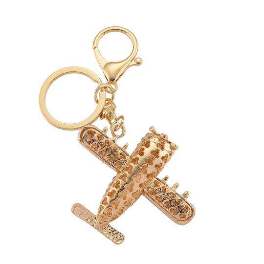 3er Set dekorative Design Schlüsselanhänger Legierung emailliert mit schwarzen Kristallen, 20 x 20 cm, goldfarben, ca. 0.05 ct