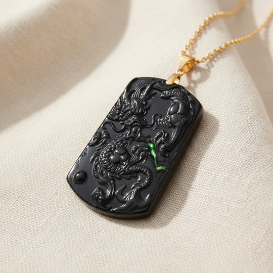 D'Joy Schwarze Jade Schmuckset ca. 50 cm 925 Silber Vergoldet ca. 100,00 ct.
