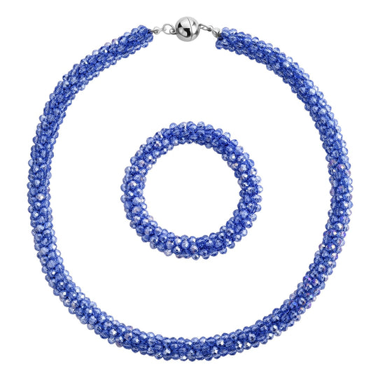 2er Set - Grüner Kristall Halskette und Armband