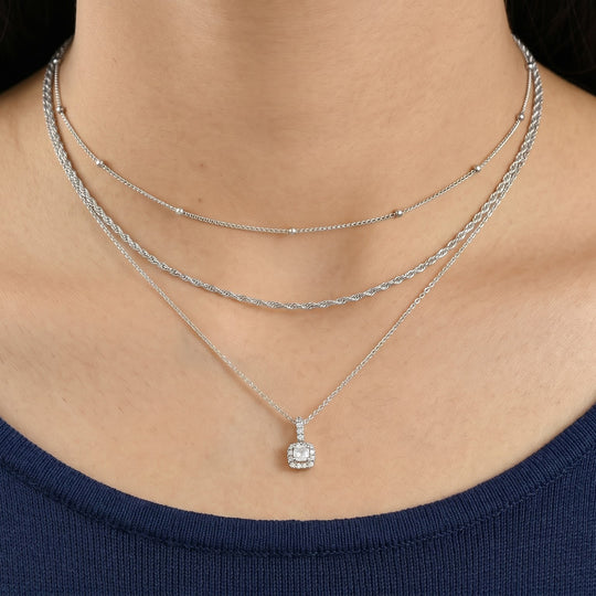 LUXURIANT DIAMOND - Lab Grown Diamant SI-GH Schmuckset ca. 45 cm 925 Silber 750 Gelbgold Vermeil ca. 0.40 ct